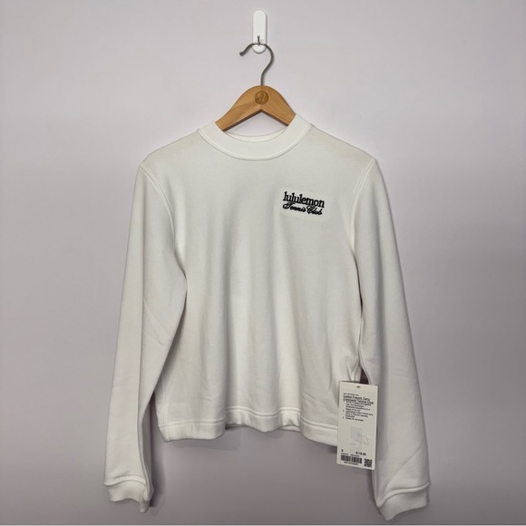 Lululemon Cotton French Terry Crewneck Pullover Tennis Club White Alouette Small - Picture 1 of 5
